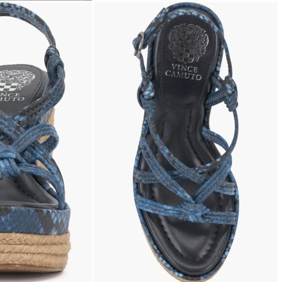NEW VINCE CAMUTO Delyna Espadrille Wedge Sandals BLUE FOR WOMEN 123mn - Picture 10 of 12
